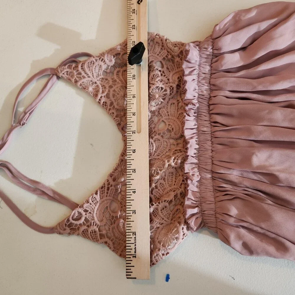 LadMous Maxi Dress Womens Small Pink Sleeveless Lace Bodice Formal Gown NWT
